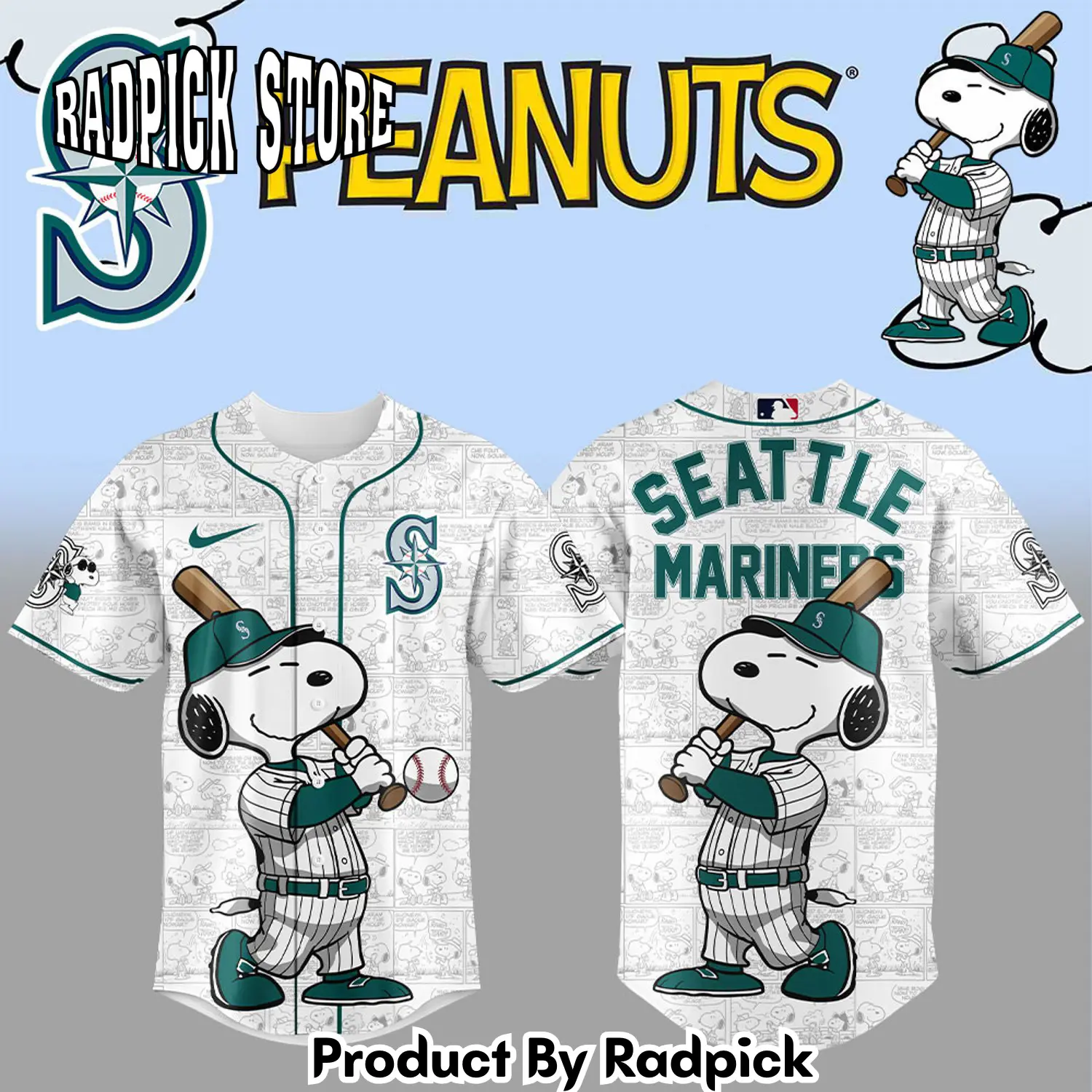 Radpick seattle mariners x snoopy combo baseball jersey rp12786